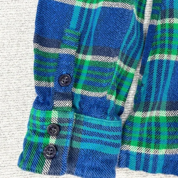 Patagonia Womens 2 Organic Cotton Flannel Plaid Button Down Shirt Blue Green - Picture 16 of 16